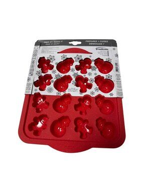 Trudeau Silicone 16-Cavity Holiday Cupcake Pan With Snowman & Gingerbread Man